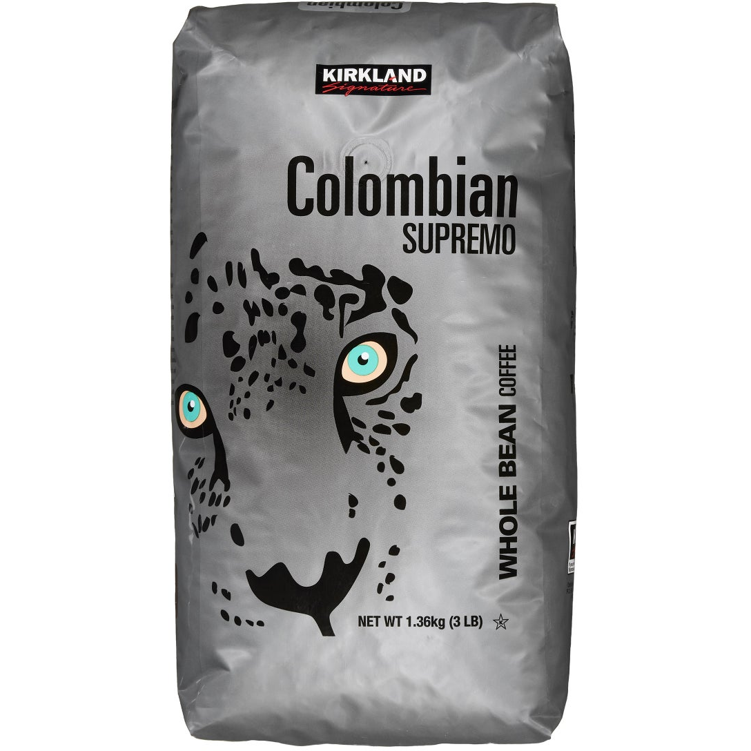 Kirkland Signature Colombian Supremo Coffee, Whole Bean, 3 lbs