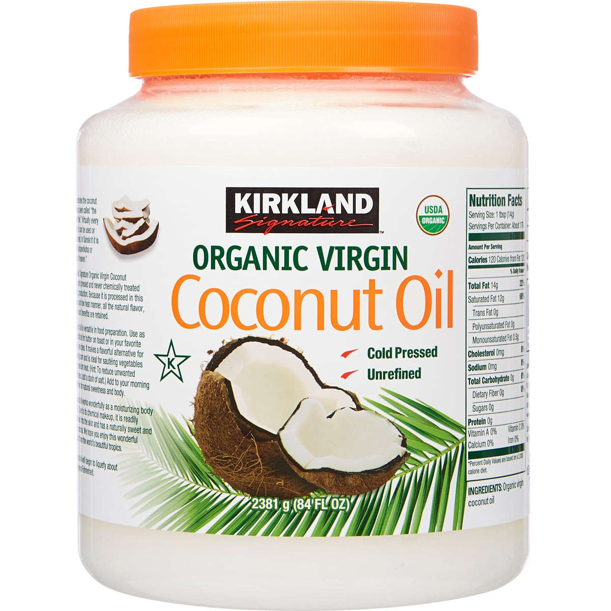 Kirkland Signature, Organic Virgin Coconut Oil, 84 fl oz