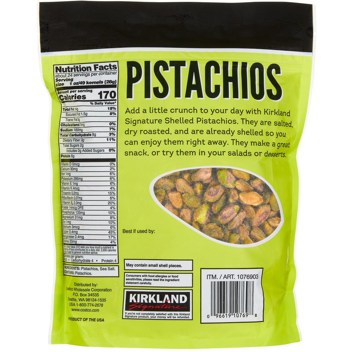 Kirkland Signature Shelled Pistachios, 1.5 lbs