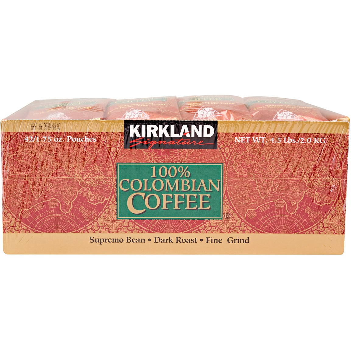 Kirkland Signature 100% Colombian Coffee, Dark Roast, 1.75 oz, 42-count