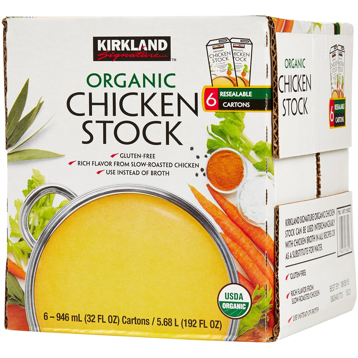 Kirkland Signature, Organic Chicken Stock, 32 fl oz, 6-Count