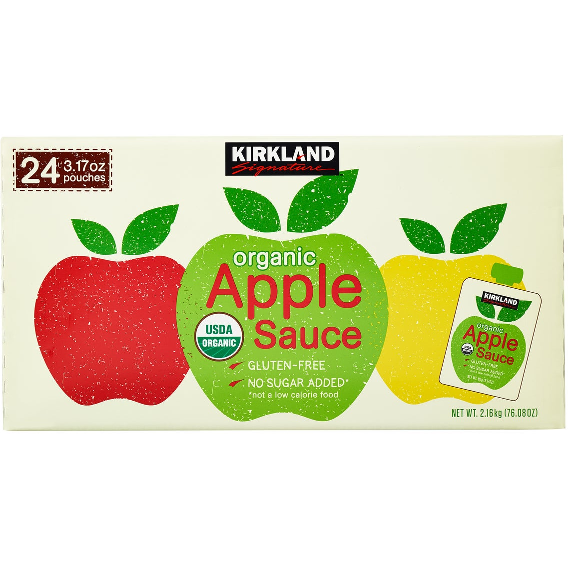 Kirkland Signature, Organic Applesauce, 3.17 oz, 24-Count