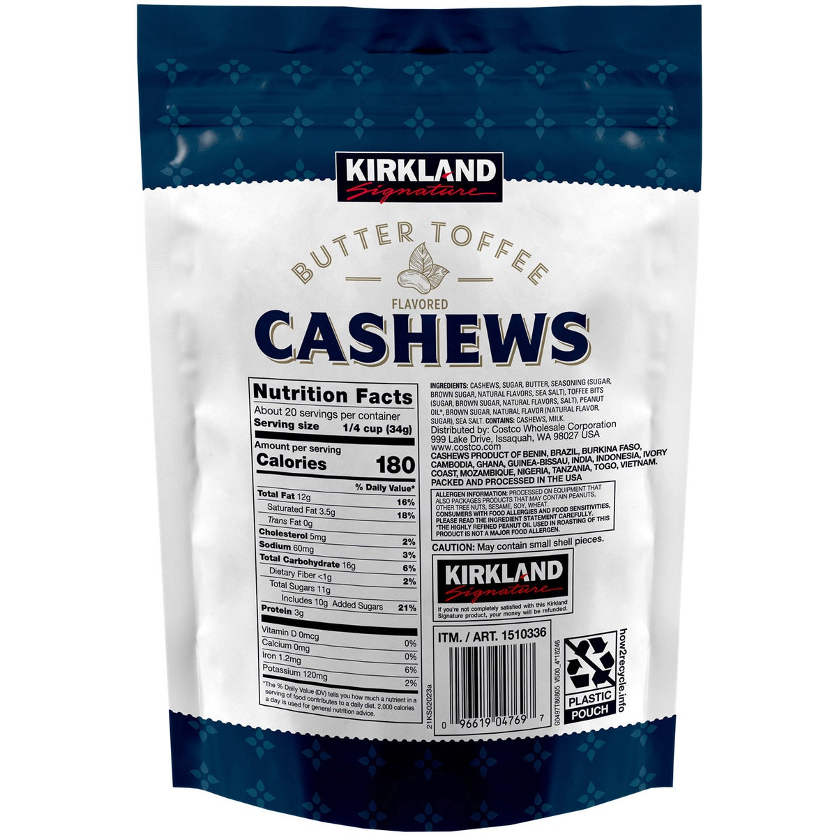 Kirkland Signature Butter Toffee Cashews, 24 oz