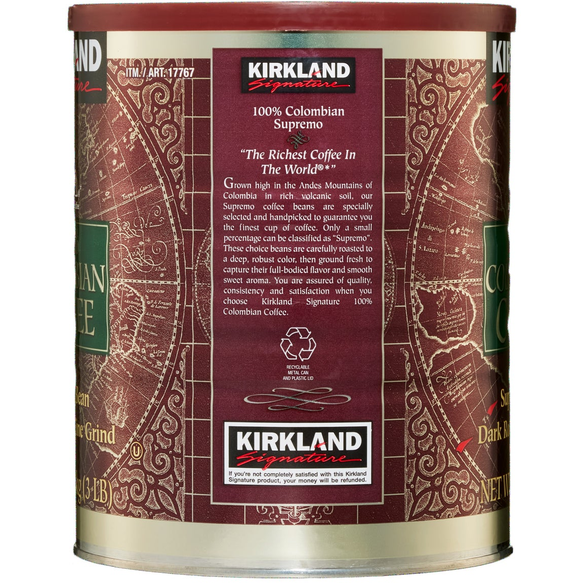 Kirkland Signature 100% Colombian Coffee, Dark Roast, 3 lbs