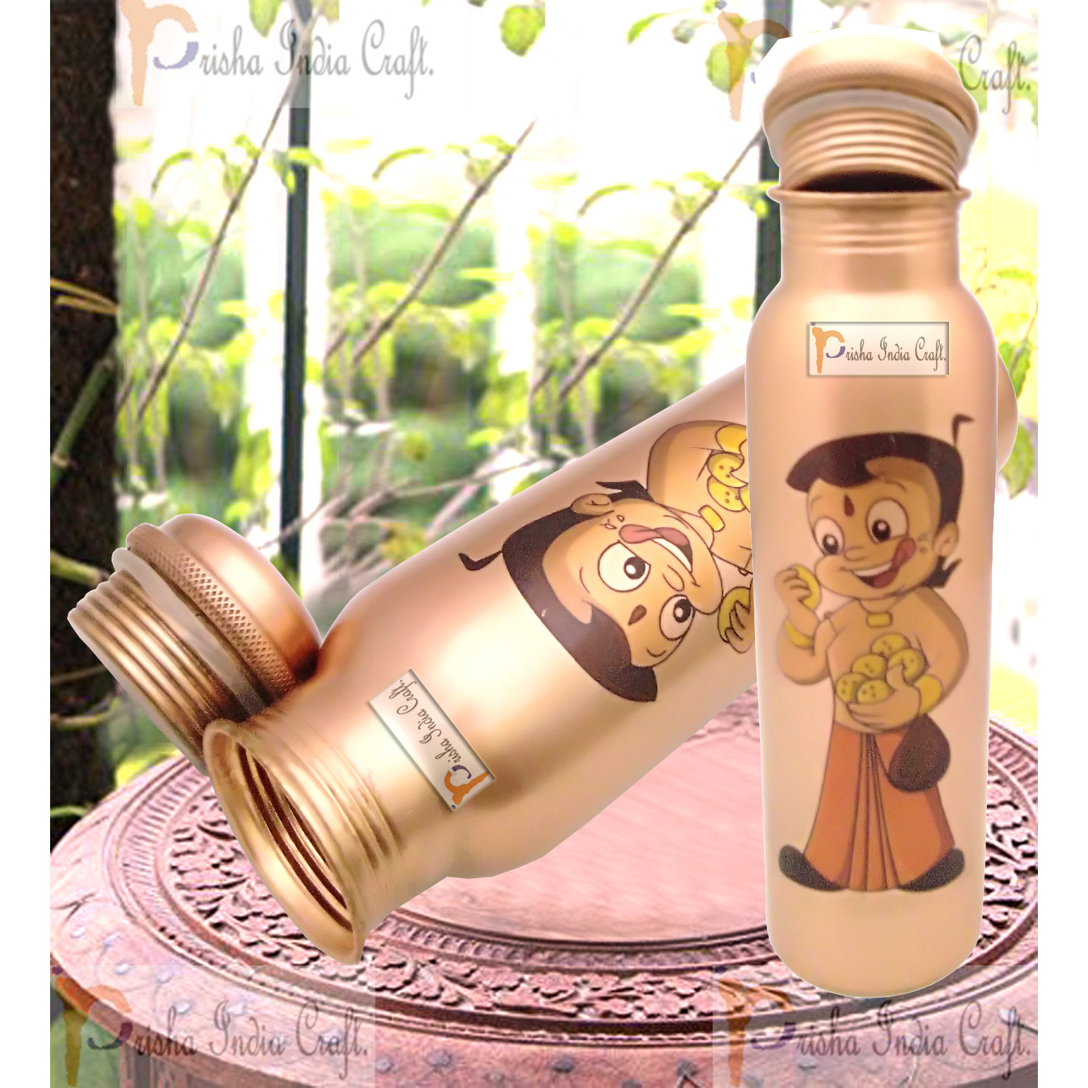 Buy Online Prisha India Craft Digital Printed Pure Copper Water Bottle Kids  School Water Bottle - Chhota -  995064