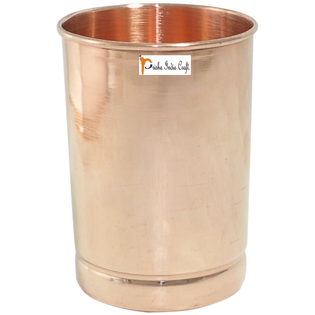 Set of 4 - Prisha India Craft B. Pure Copper Glass Cup for Water - Handmade Water Glasses - Traveller's Copper Mug for Ayurveda Benefits