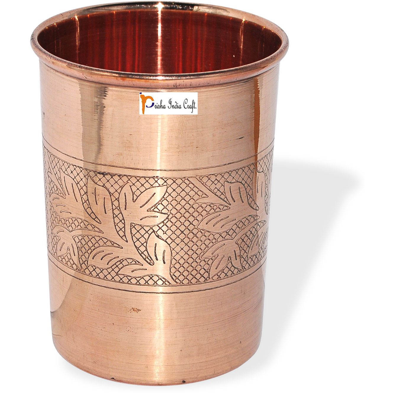 Set of 6 - Prisha India Craft B. Copper Cup Water Tumbler - Handmade Water Glasses - Traveller's Copper Mug for Ayurveda Benefits