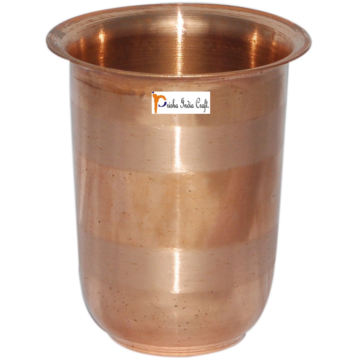 Set of 3 - Prisha India Craft B. Drinking Copper Glass Tumbler Handmade Water Glasses - Copper Cup - Traveller's Copper Mug for Ayurveda Benefits