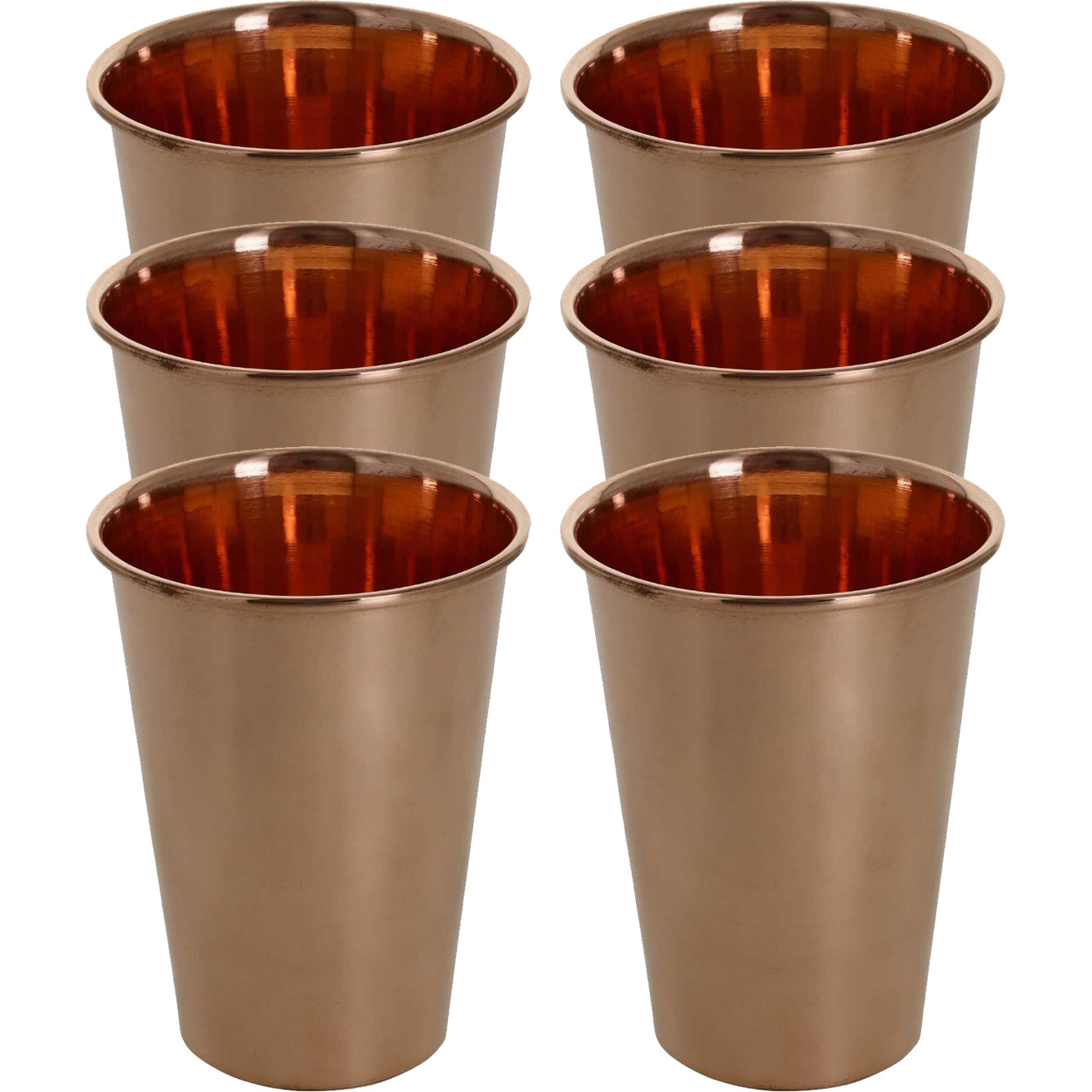 Set of 6 - Prisha India Craft B. Handmade Water Glass Copper Tumbler | Traveller's Copper Cup