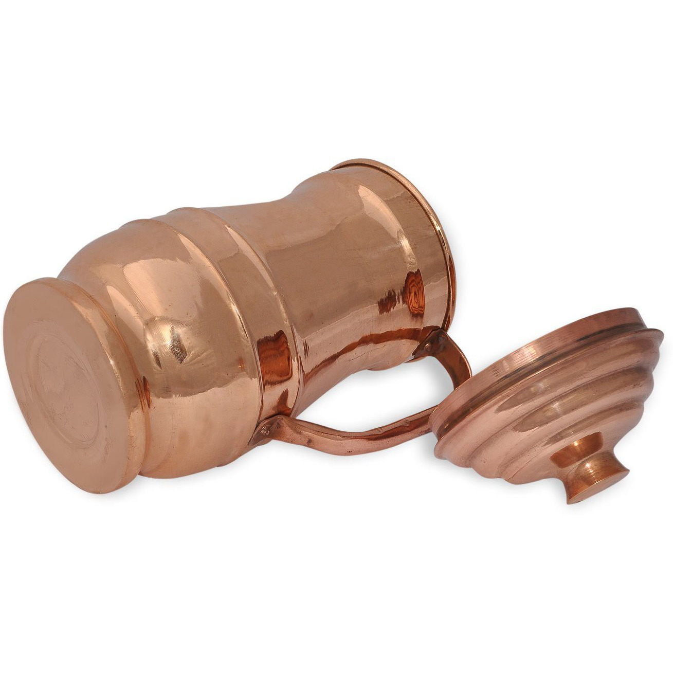 Prisha India Craft B. Pure Copper Jug Water Pitcher with Lid Indian Copper Utensils Capacity 1.9 L