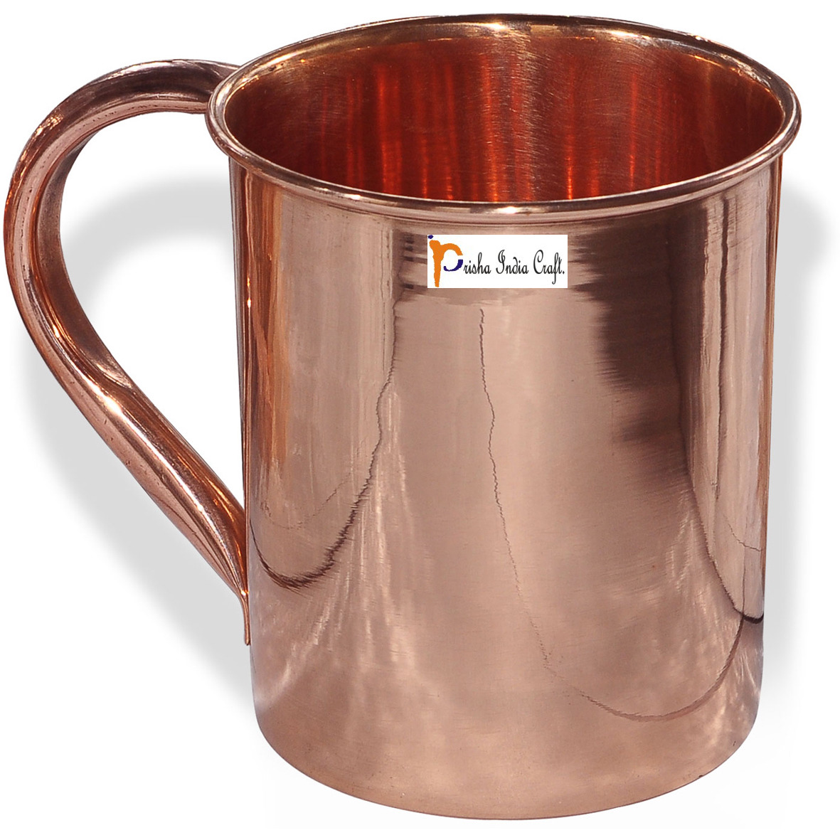 Set of 6 - Prisha India Craft B. Copper Mug for Moscow Mules 450 ML / 15 oz - 100% pure copper - Lacquered Finish Mule Cup, Moscow Mule Cocktail Cup, Copper Mugs, Cocktail Mugs with No Inner Linings