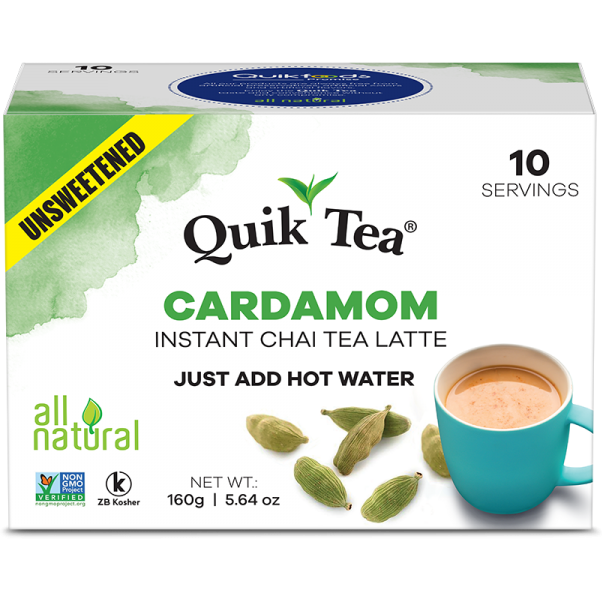 Quik Tea Cardamom Instant Chai Latte Unseetened - 160 Gm (5.64 Oz)