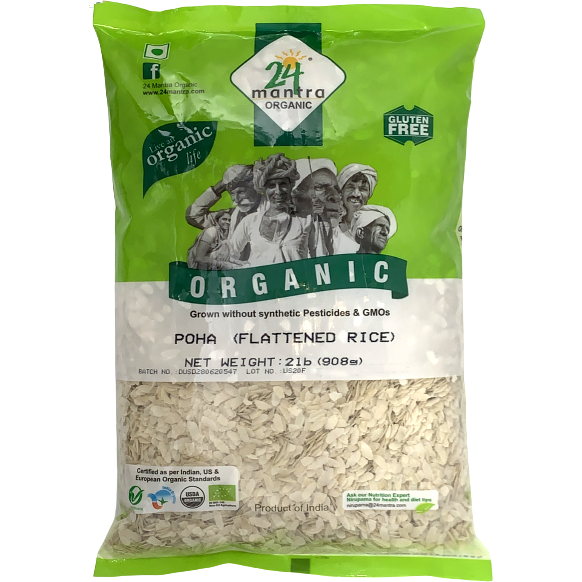 24 Mantra Organic White Poha - 2 Lb (908 Gm)