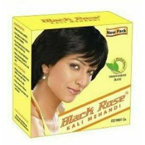 Black Rose Kali Mehandi Black Poder Hair Dye 5 Sachets - 50 Gm (1.76 Oz)