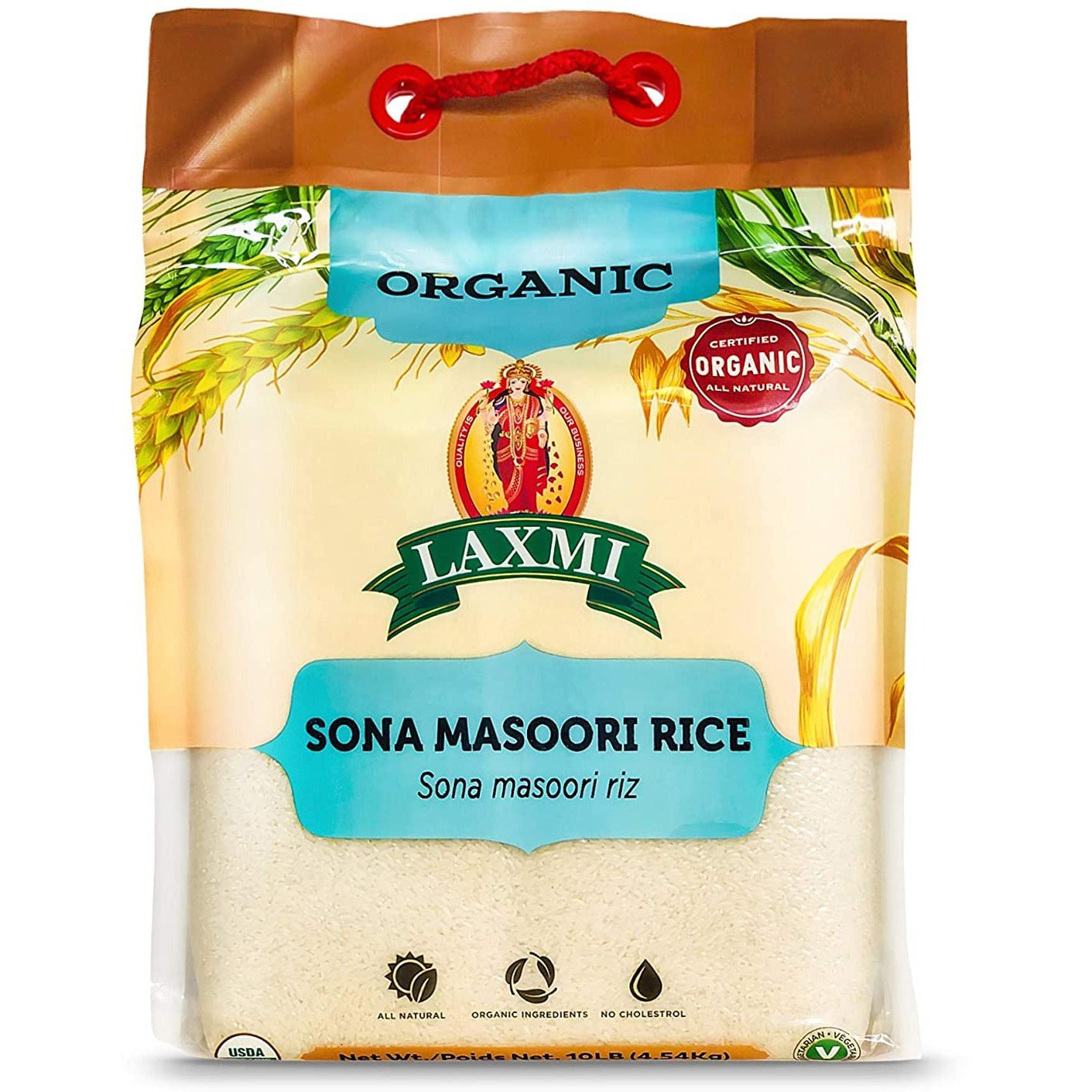 Laxmi Organic Sona Masoori Rice - 10 Lb (4.5 Kg)