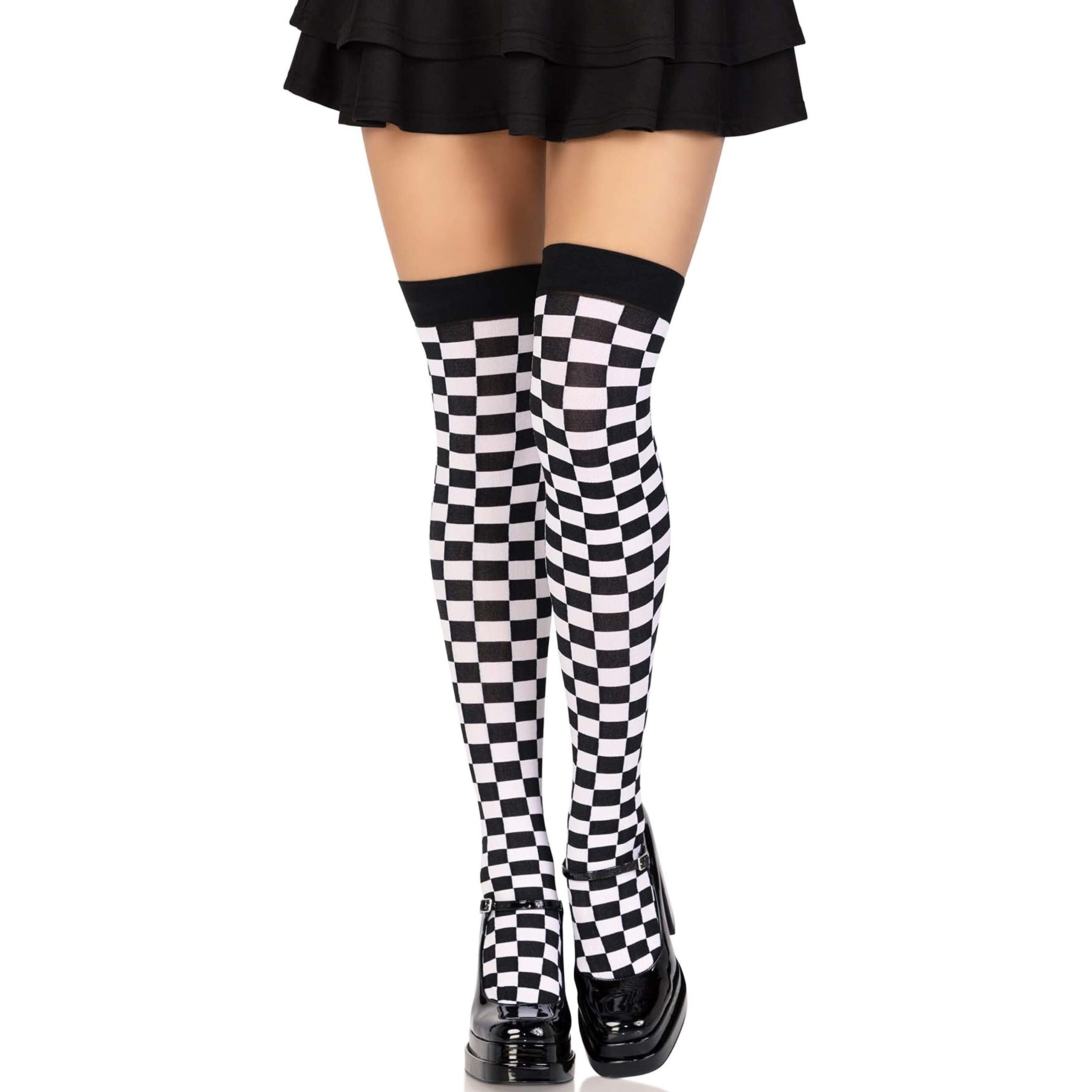 Leg Avenue womens checkerboard Hosiery, Checker Black/White, One Size US