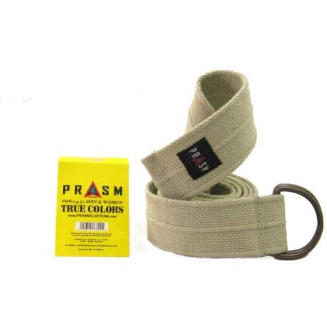 Prasm Mens Womens D-ring Canvas Solid Color Web Belt (Khaki, B 53  Length)