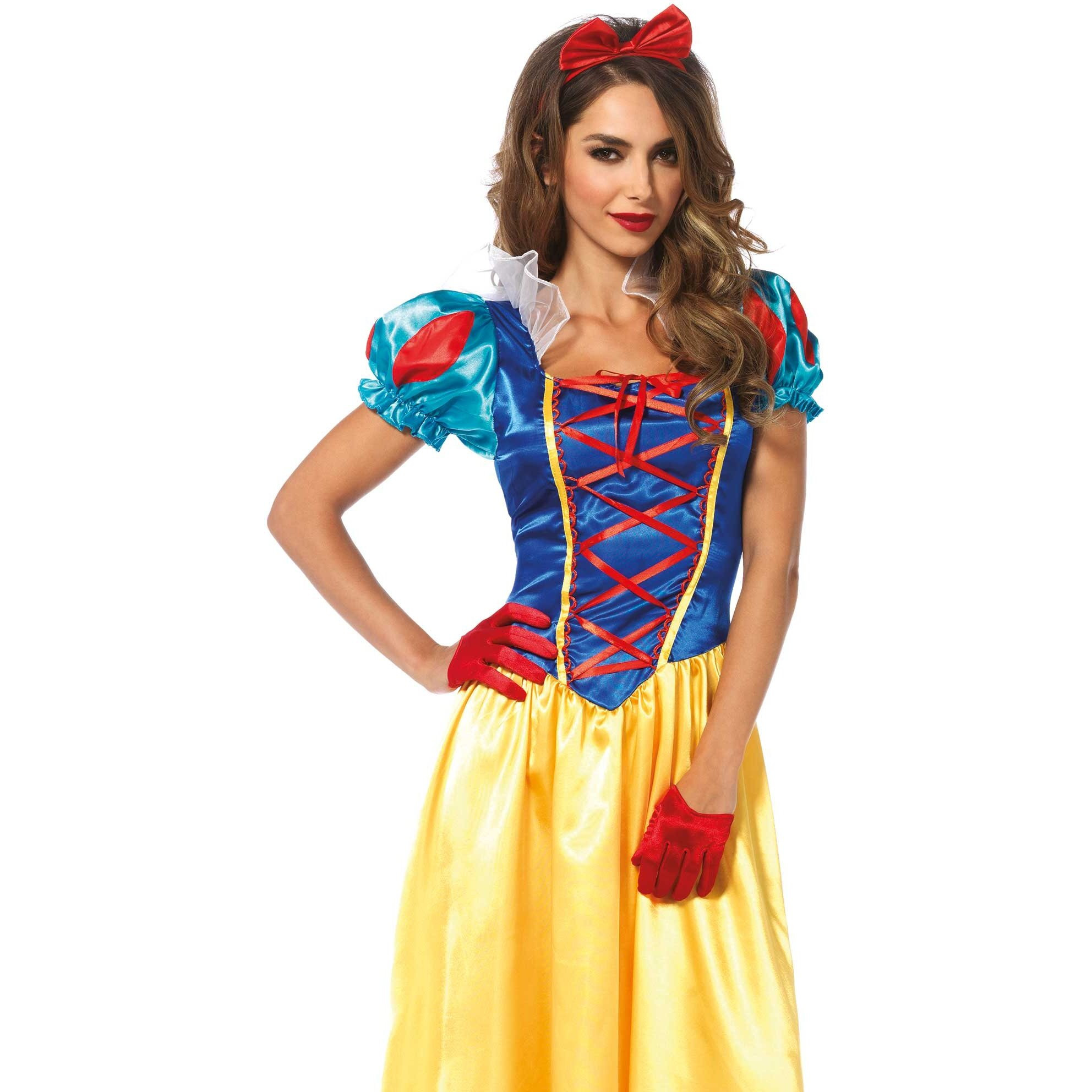 Leg Avenue Womens - 2 Piece Classic Snow White Set Family Friend Full Length Princess Dress With Headband for Women Adult Sized Costume, Multi, X-Large US