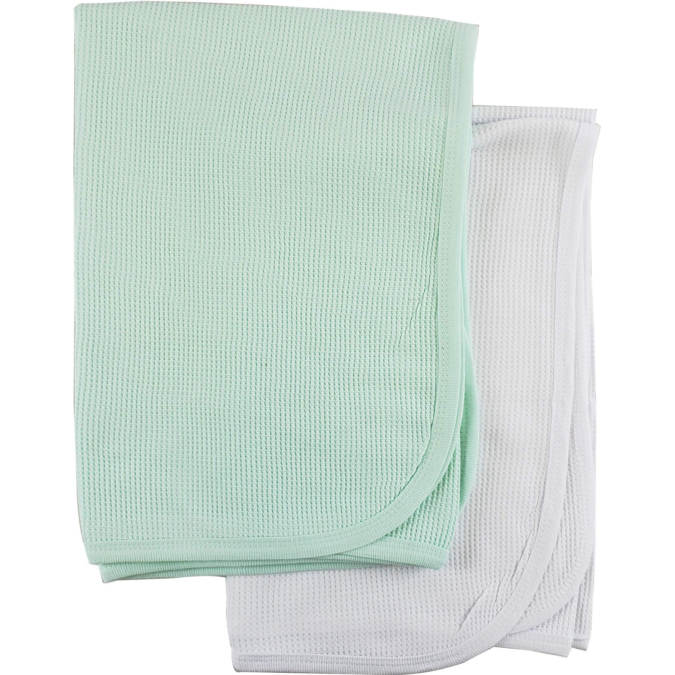 bambini White and Mint Thermal Blankets