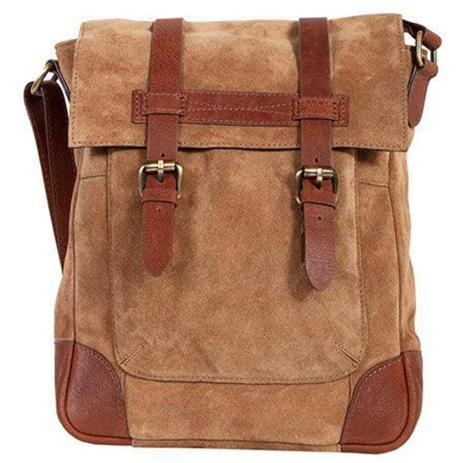 Scully Unisex Suede Messenger Bag Brown One Size