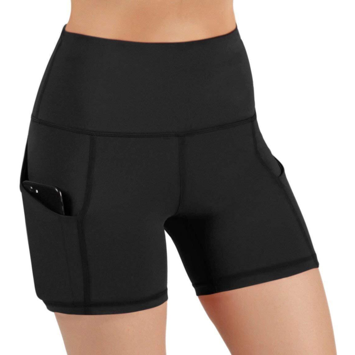 JupiterGear Jolie High-Waisted Athletic Sports Shorts for Women ith Hip Pockets Black