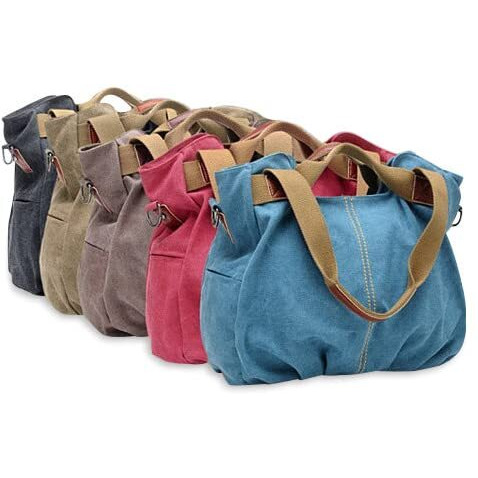 ARM CANDY Handy Natural Canvas Handbag, Blueberry Crush