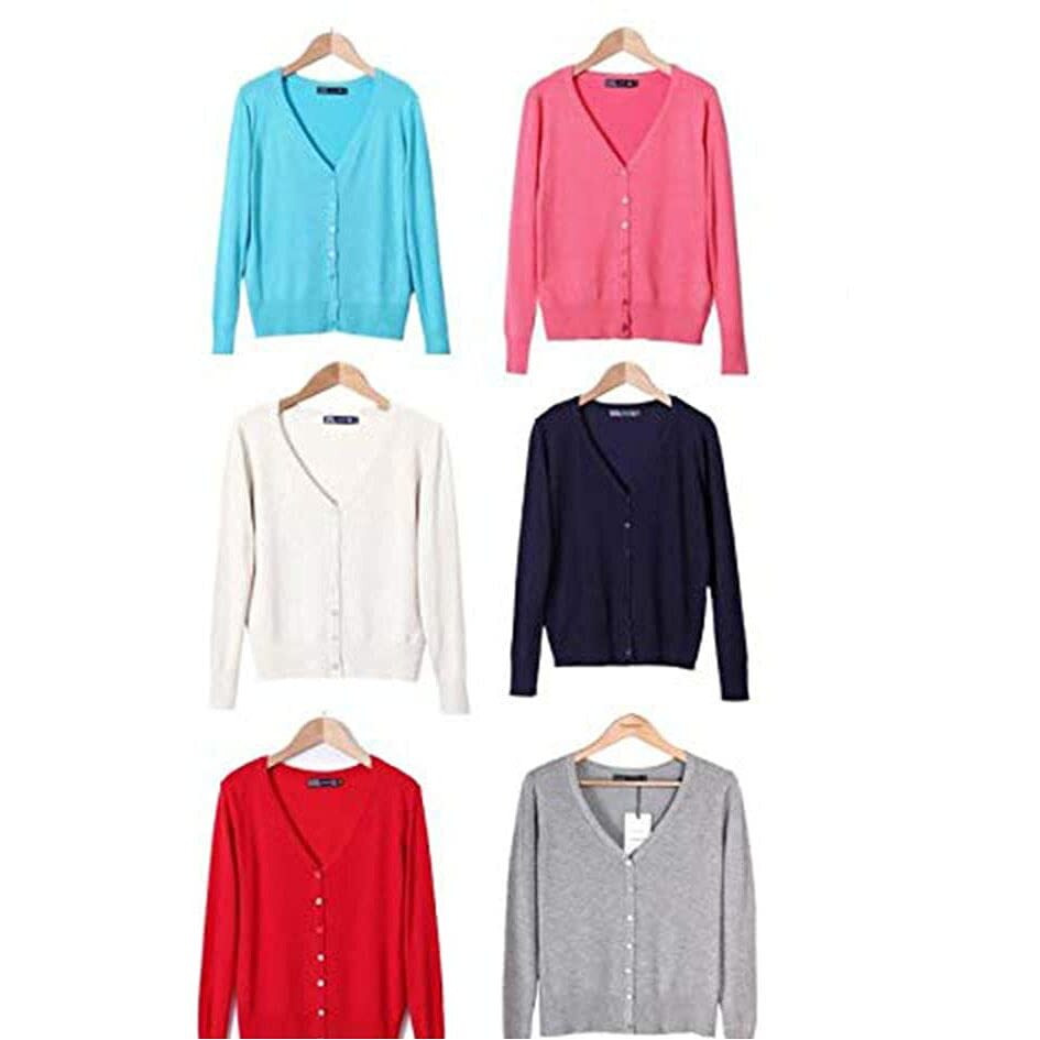 New Year Cardigans Long Sleeves Button Down Style, X Large/Red