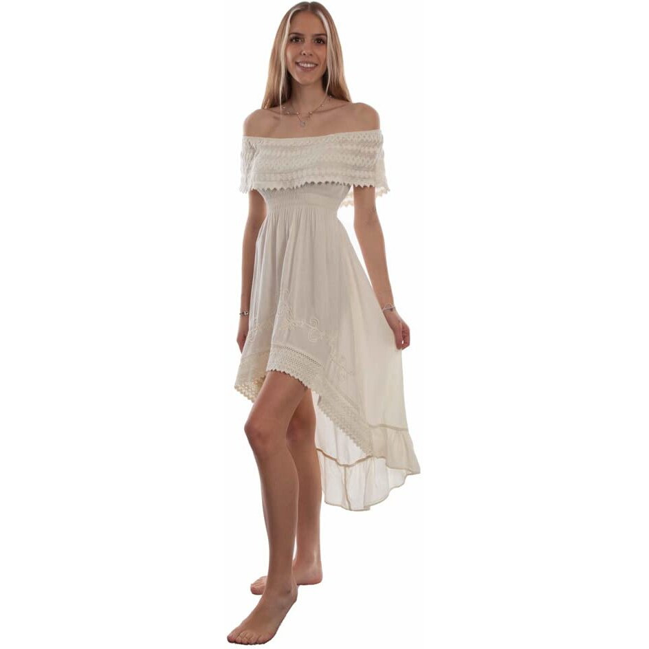 Scully Western Dress Womens Off Shoulder Hi-Lo XS Vanilla F0_PSL-266