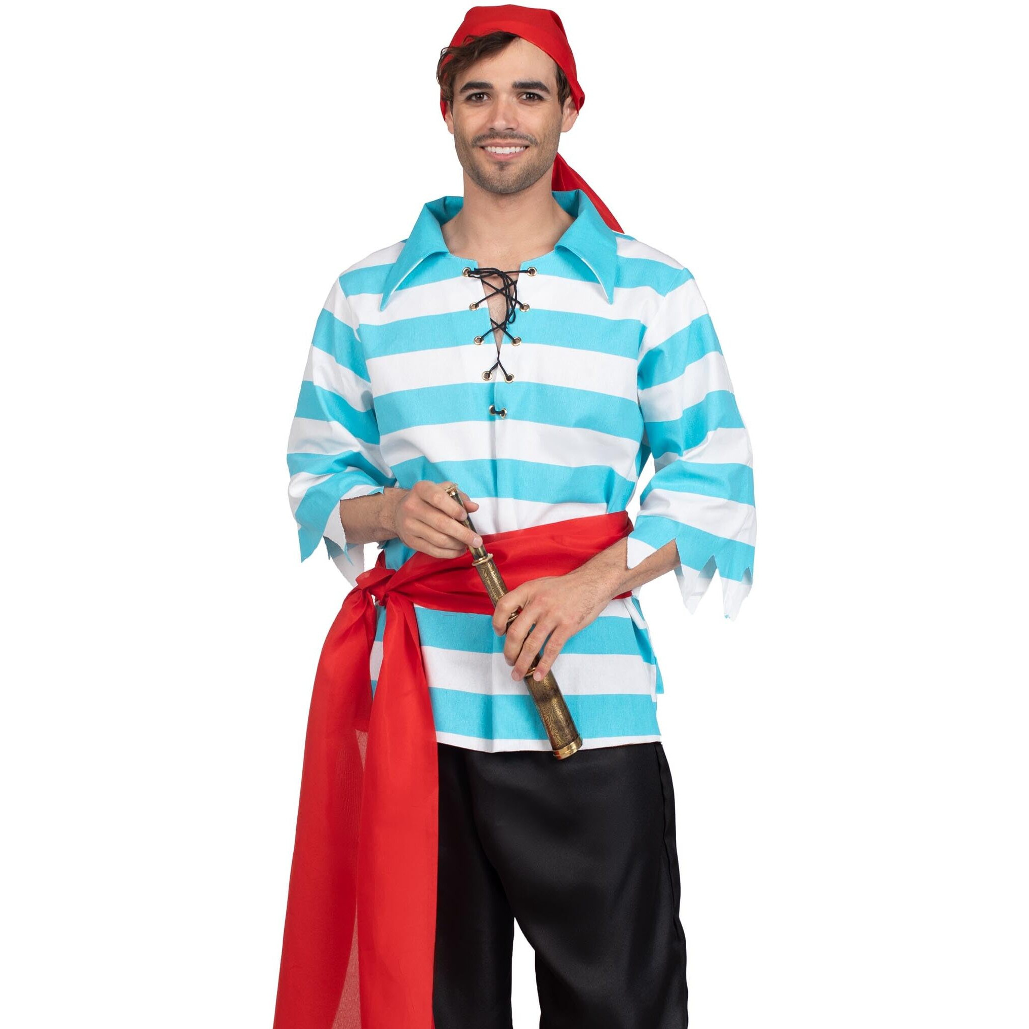 Leg Avenue Men's Pillaging Pirate, Blue/White, Small/Medium