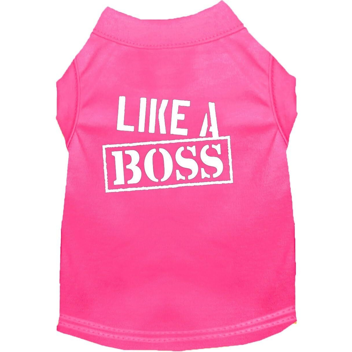 Pet Dog & Cat Shirt Screen Printed,  Like A Boss  Bright Pink LG (10-14 lbs.)