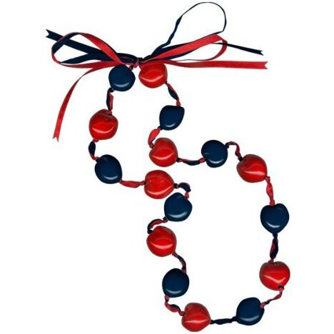 Sportbeads.com Navy and Red Lucky Kukui Nuts Necklace