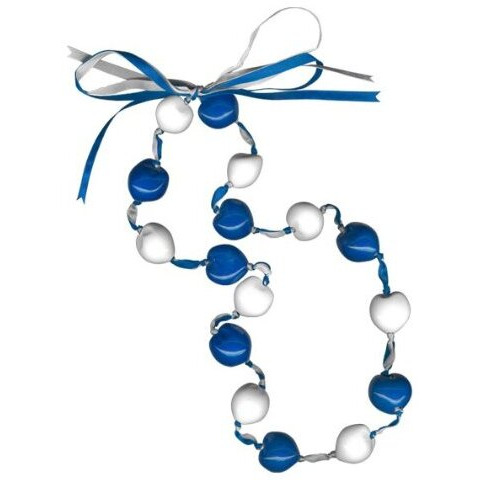 Sportbeads.com Royal and White Lucky Kukui Nuts Necklace