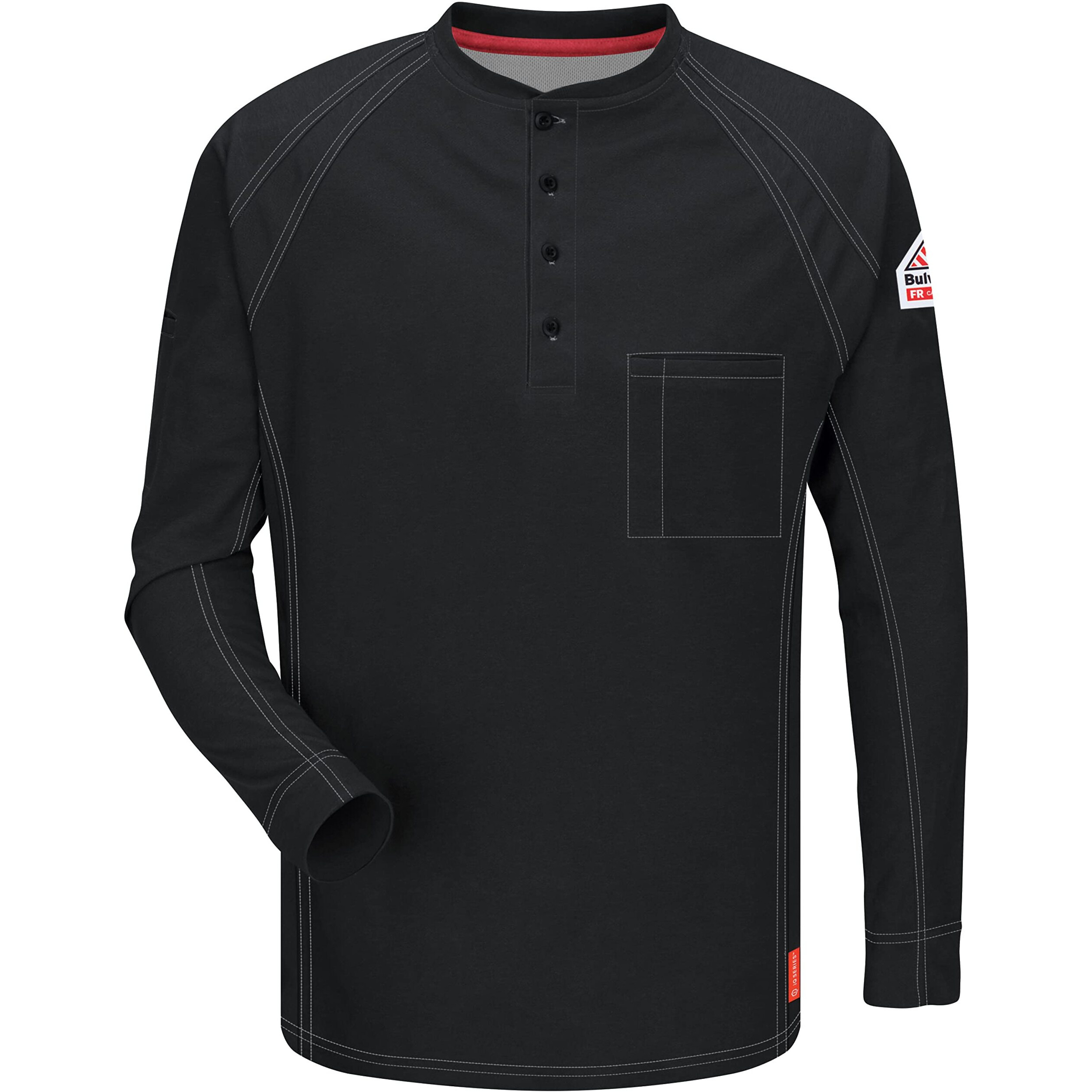 Bulwark Men's IQ Series Long Sleeve Comfort Knit Henley, Black, Medium