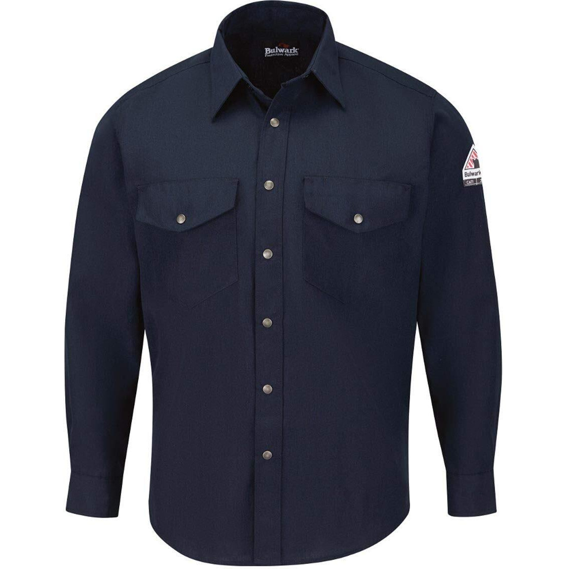 Bulwark Snap-Front Uniform Shirt - Nomex IIIA - 4.5 oz. - Long Sizes LT Navy