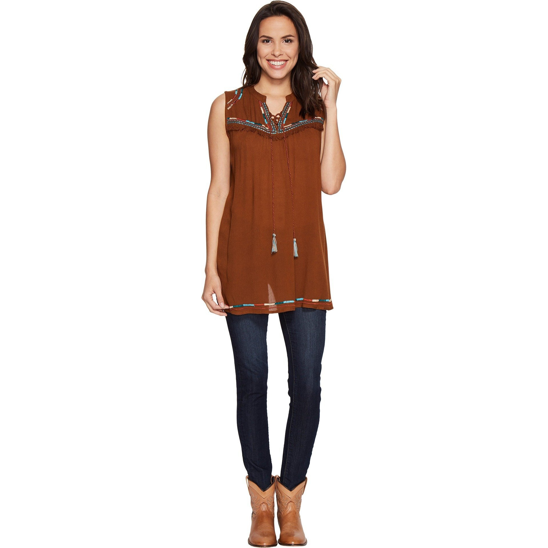 Scully Gala Tie Front Tunic Cinnamon MD