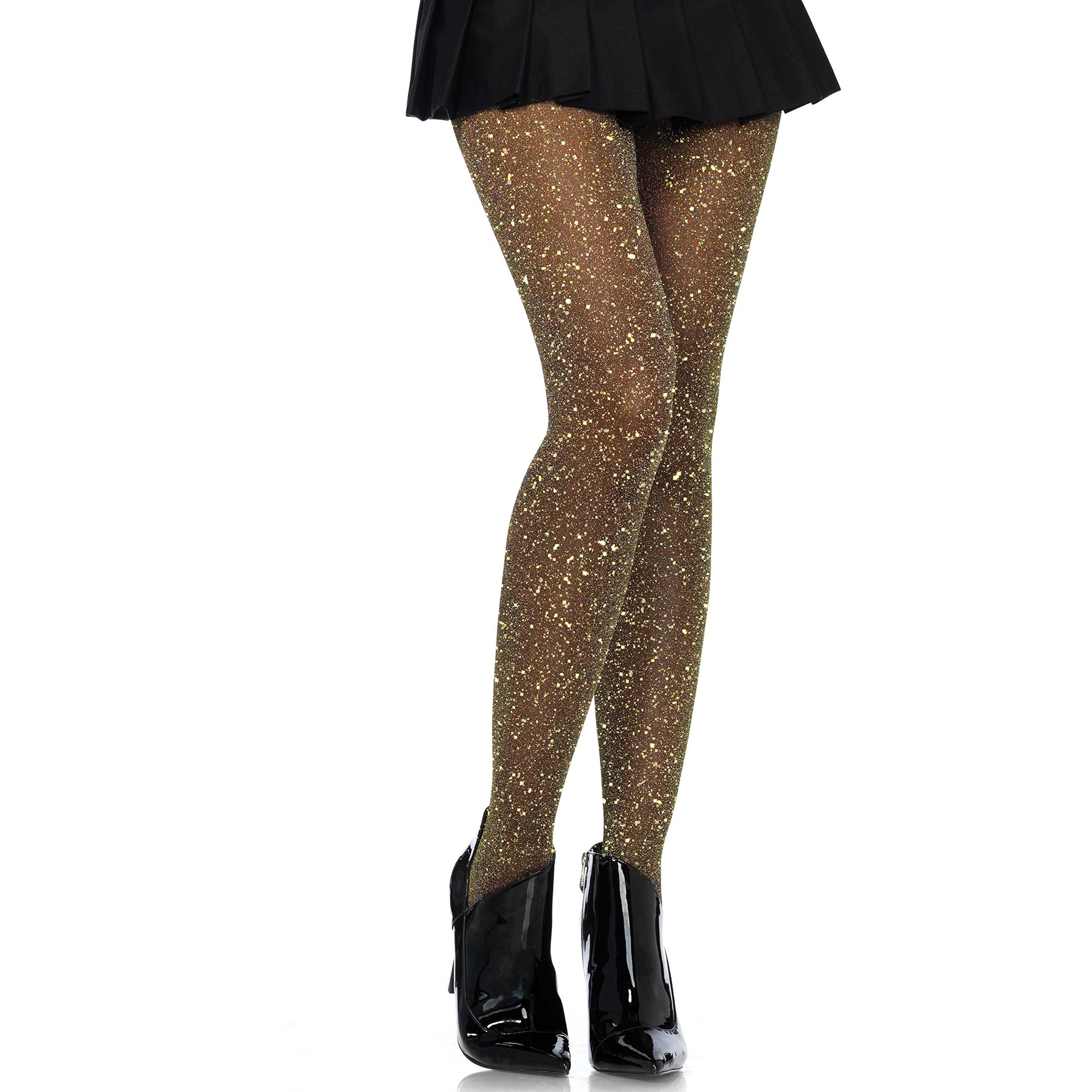 Leg Avenue womens Lurex Shimmer Tights. Costume Accessories, Black/Gold, One Size US