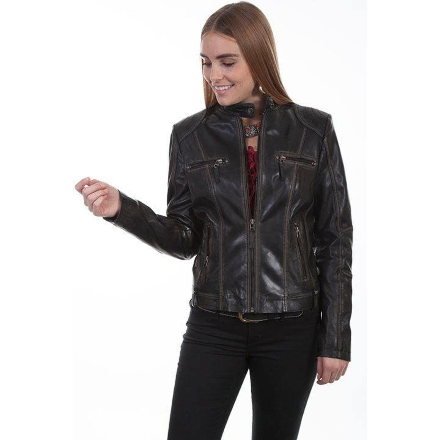 Scully Women's Leather Zip Jacket Black Small