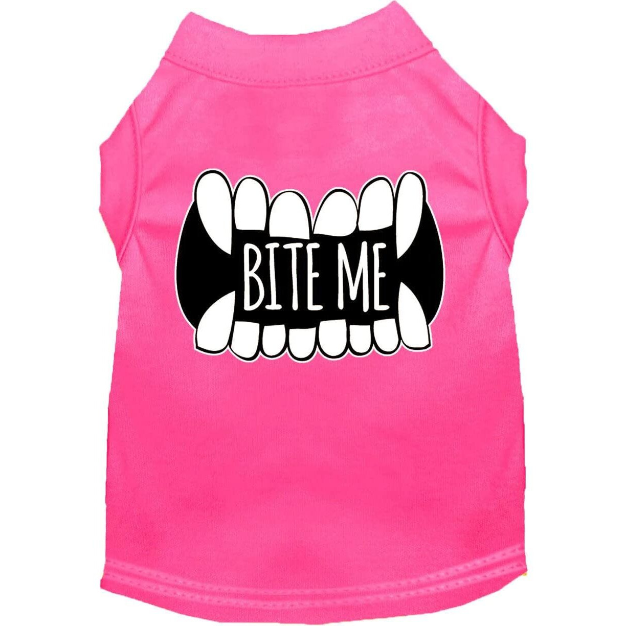 Bite Me Screen Print Dog Shirt Bright Pink Med 12