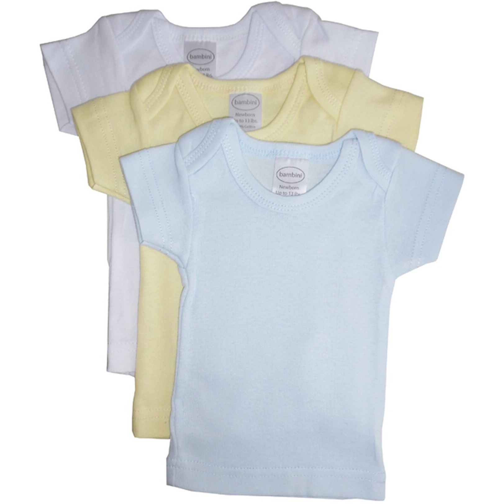 Bambini Baby Boy's White, Yello, Blue Rib Knit Short Sleeve T-Shirt 3 - Pack