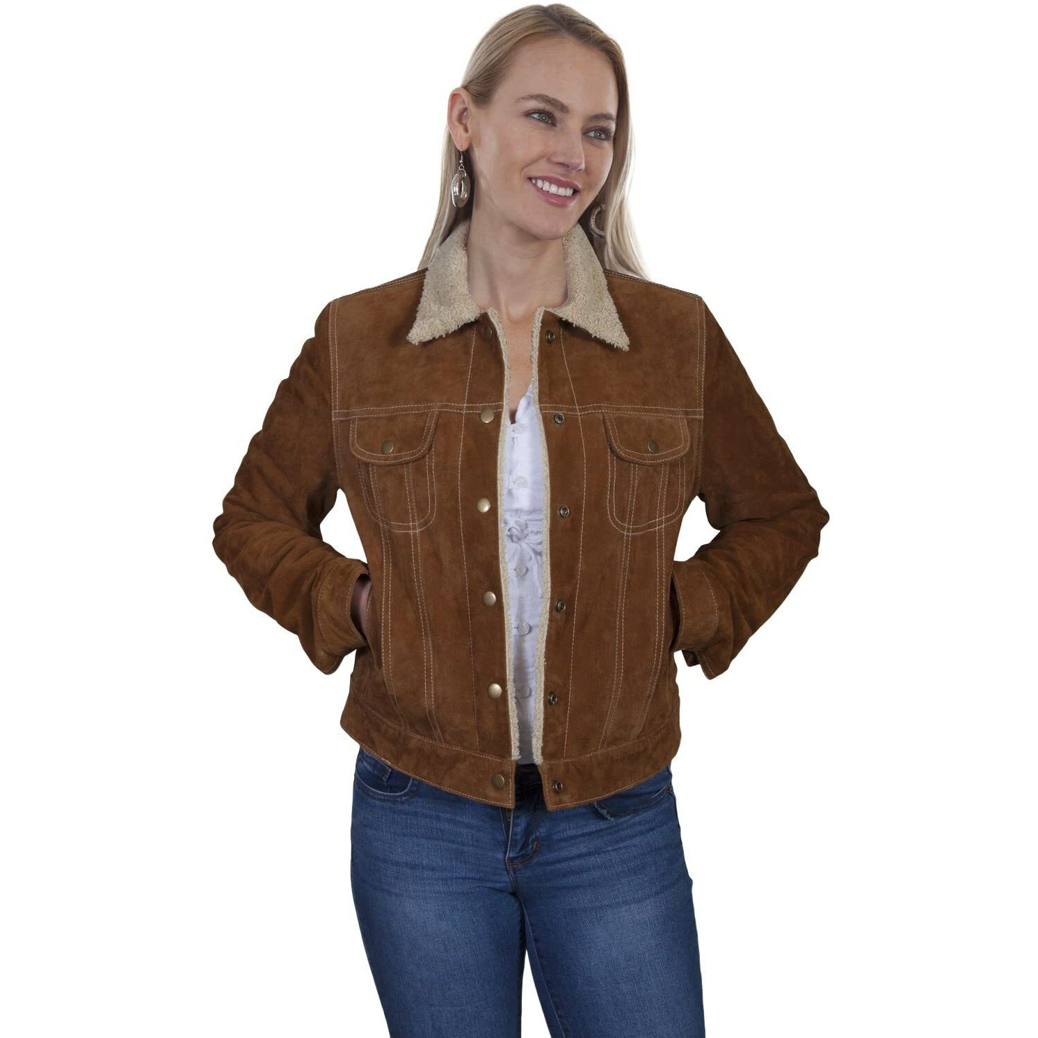 Scully Women's Faux Shearling Jean Jacket Brown X-Large