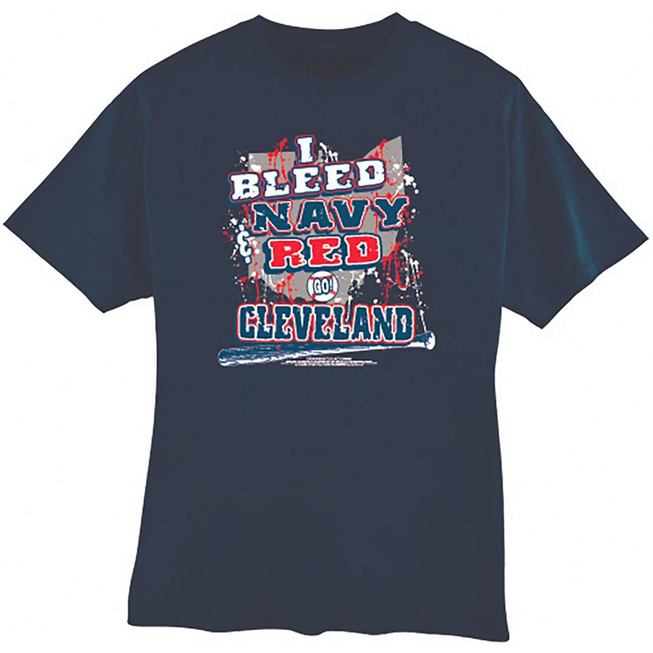 Encore Cleveland Baseball I Bleed Navy & Red - GO Cleveland T-Shirt| Size| X-Large