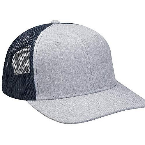 Adams Heather Woven/Soft Mesh Trucker Cap OS SLATE/ NAVY