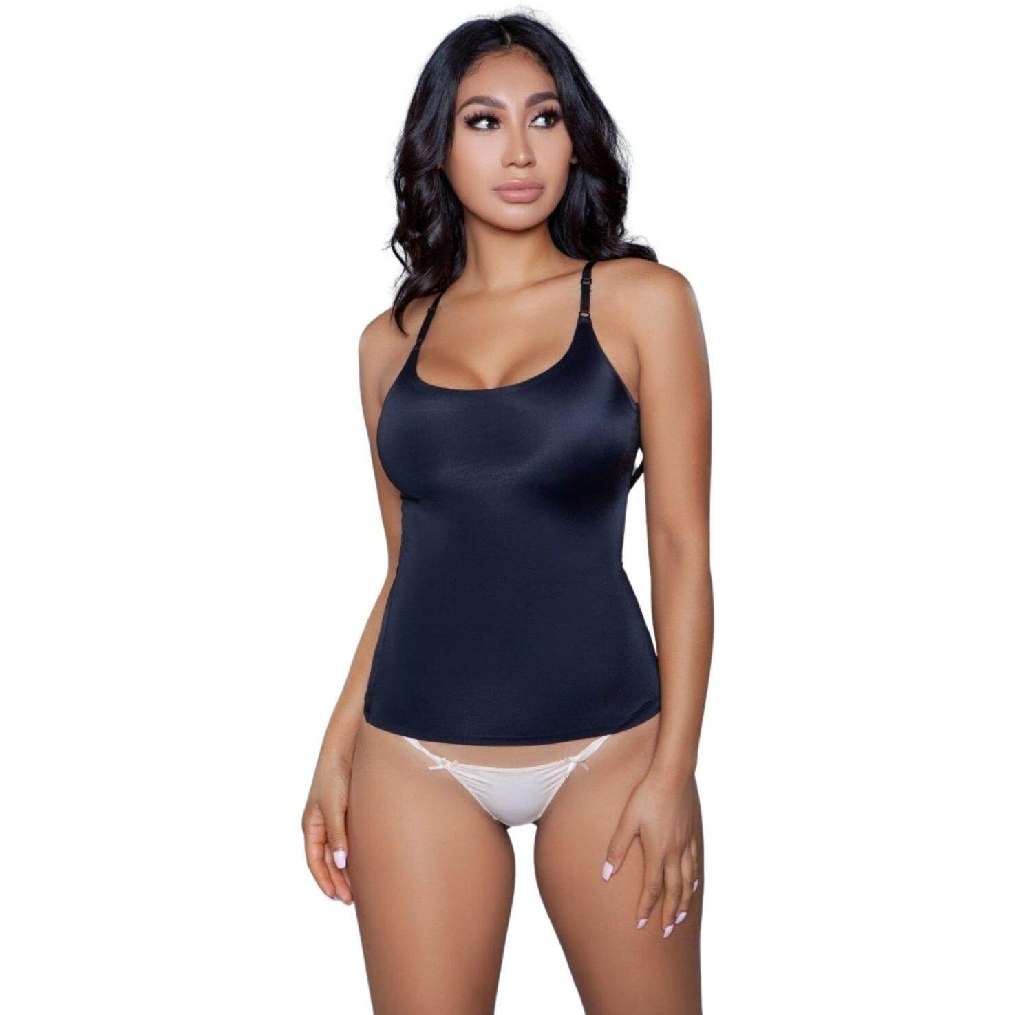 Be Wicked Sexy Adjustable Straps Seamless Body Shaper Slimmer Tank Top (Black, 3X/4X)