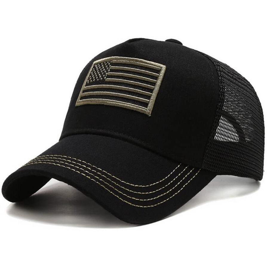 JupiterGear Tactical Military Style American Flag Trucker Hat ith Adjustable Strap | Breathable & Unisex