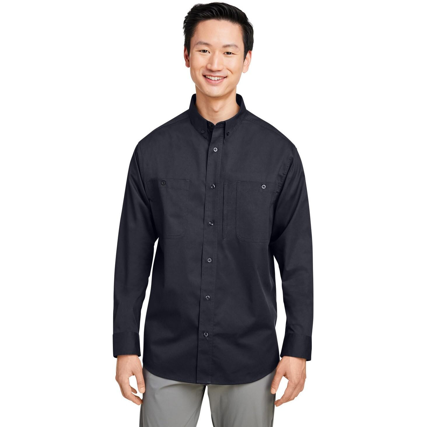 Harriton Men's Advantage IL Long-Sleeve Workshirt Dark Charcoal