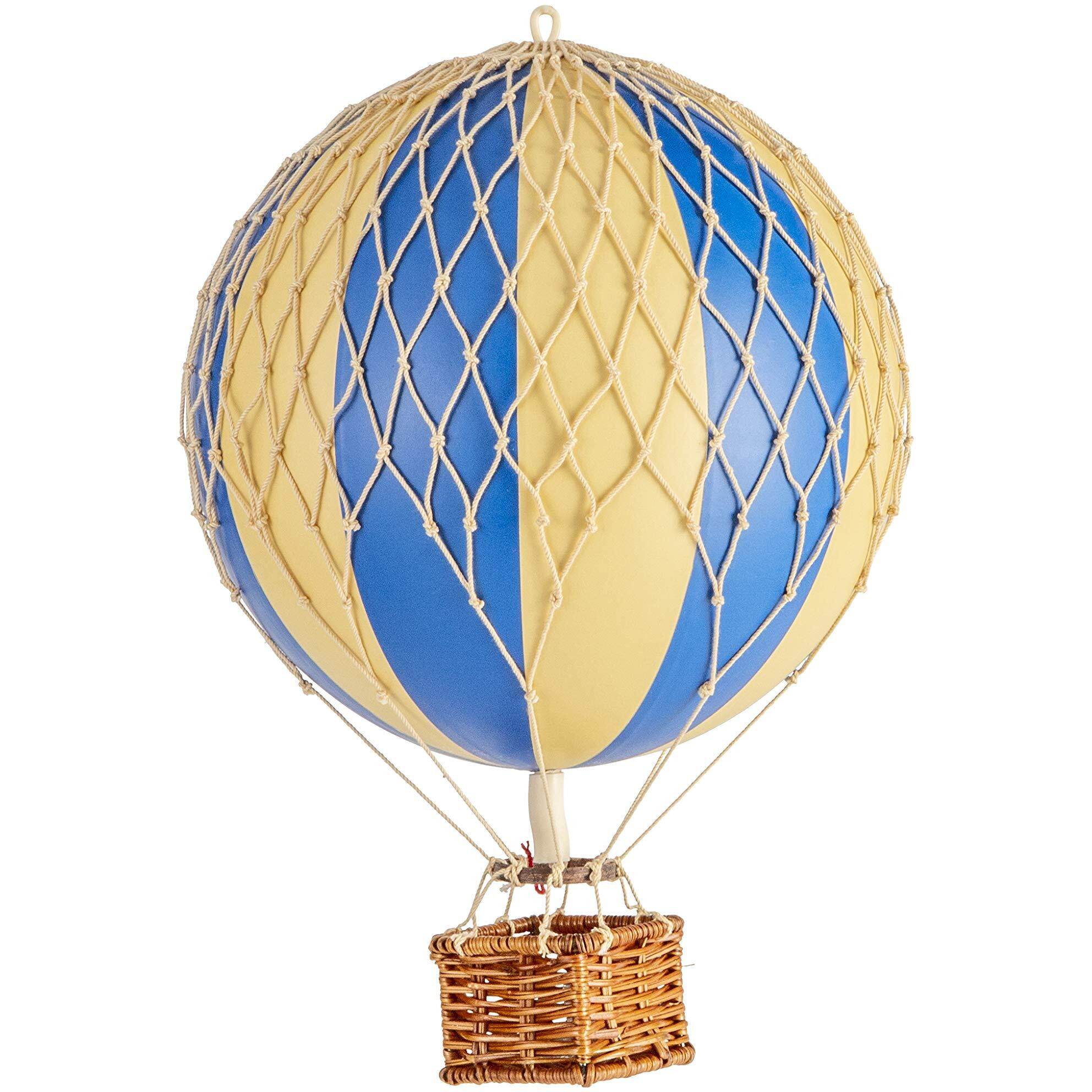 Authentic Models, Travels Light Air Balloon, Hanging Home Decor - 11.80 Inch Height, Historic Hot Air Balloon Model for Home Decor, Detailed Vintage Decorations to Hang from Ceiling - Blue Double