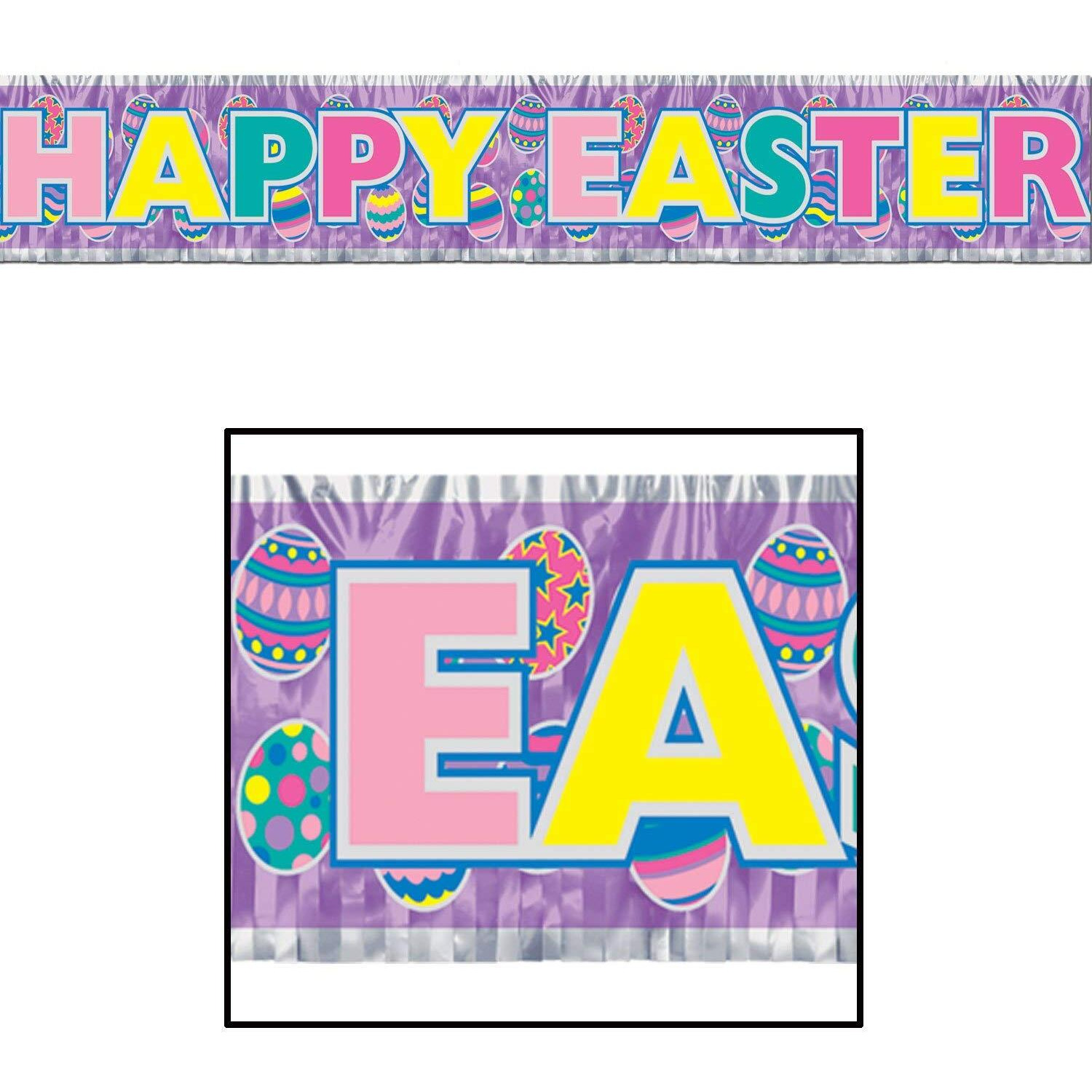 Beistle Metallic Happy Easter Fringe Banner Pack of 6