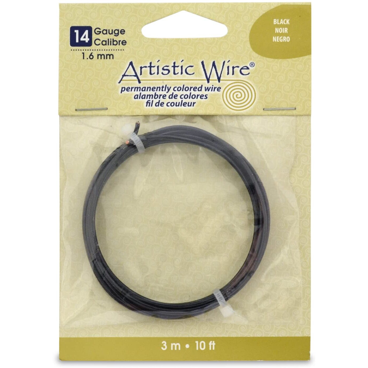 Artistic Wire, 14 Gauge Tarnish Resistant Colored Copper Craft Wire, Black, 10 ft