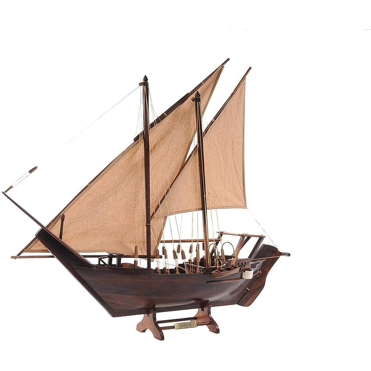 Old Modern Handicrafts Dhow Wooden Ship Model - Medium - Fully Assembled - Made from Premium Quality Wood - 30.5L x 5.0W x 26.5H Inches