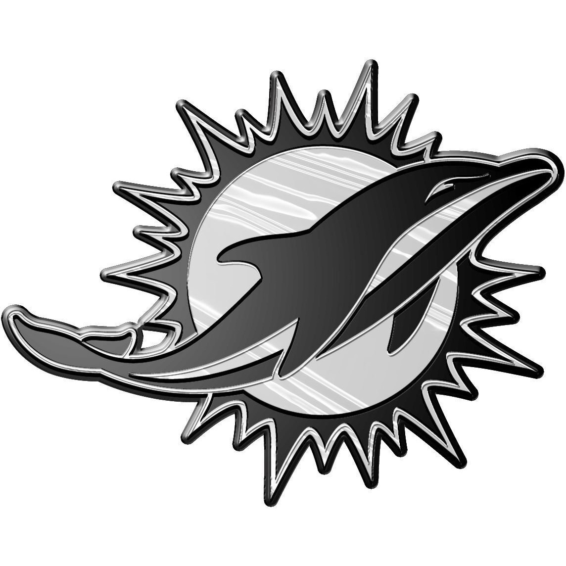 FANMATS 60273 NFL - Miami Dolphins Molded Chrome Emblem | Chrome | 3.25 x 3.25 | Dolphin Primary Logo